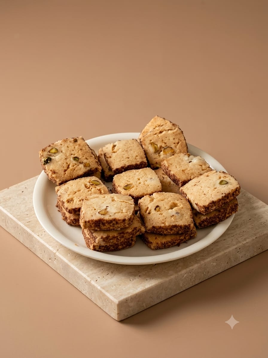 A plate of Meltin pistachio cookies